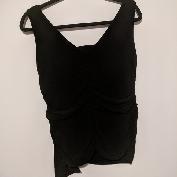 🌟ChueVa Black Cowl Neck Side-rouched Tank Blouse - Picture 8 of 8